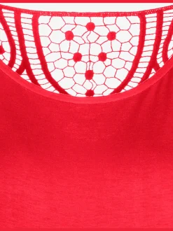 T-shirt à manches courtes empiècement en crochet doux au dos