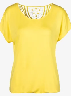 T-shirt à manches courtes empiècement en crochet doux au dos