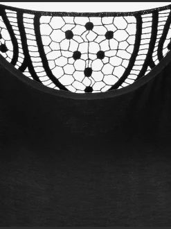 T-shirt à manches courtes empiècement en crochet doux au dos