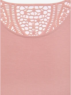 T-shirt à manches courtes empiècement en crochet doux au dos