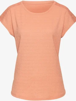 T-shirt à manches courtes empiècement crochet fin aux épaules