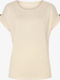 T-shirt à manches courtes gros bouton imitation bois à la finition des manches