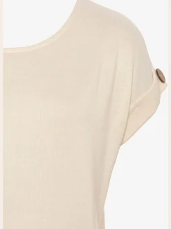 T-shirt à manches courtes gros bouton imitation bois à la finition des manches