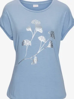 T-shirt à manches courtes imprimé feuille de qualité avec design floral