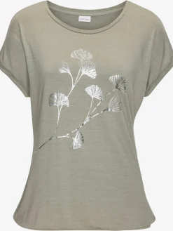 T-shirt à manches courtes imprimé feuille de qualité avec design floral