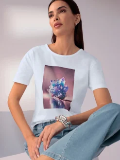 T-shirt à manches courtes imprimé assorti
