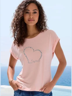 T-shirt à manches courtes imprimé cœur lascana