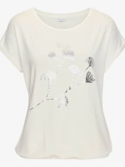 T-shirt à manches courtes imprimé feuille de qualité avec design floral