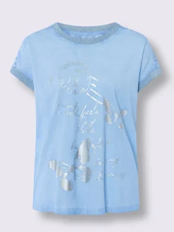 T-shirt à manches courtes imprimé feuille brillant