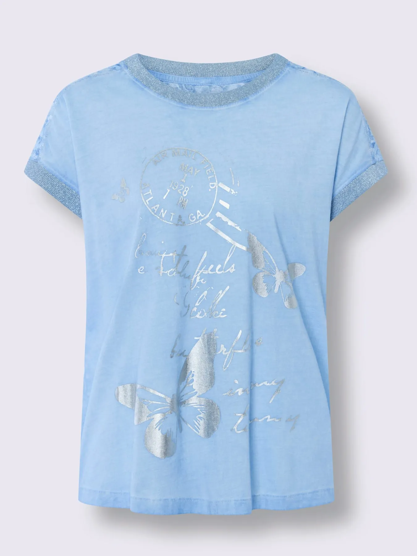 T-shirt à manches courtes imprimé feuille brillant