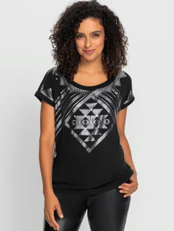 T-shirt à manches courtes imprimé feuille brillant