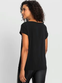 T-shirt à manches courtes imprimé feuille brillant