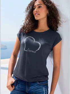 T-shirt à manches courtes imprimé cœur lascana