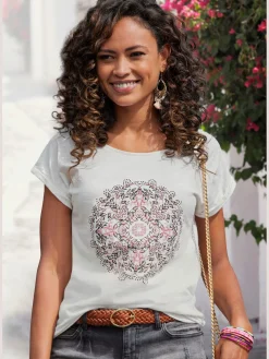 T-shirt à manches courtes imprimé mandala tendance