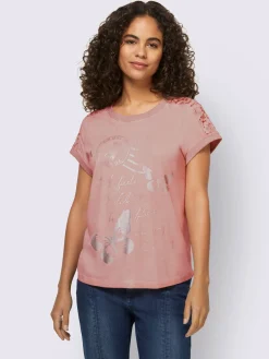 T-shirt à manches courtes imprimé feuille brillant