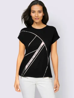 T-shirt à manches courtes imprimé graphique couleur argenté