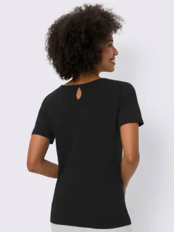 T-shirt à manches courtes jolie dentelle sur l'encolure