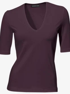 T-shirt à manches courtes manches mi-longues et encolure en v féminine