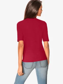 T-shirt à manches courtes manches mi-longues et encolure en v féminine