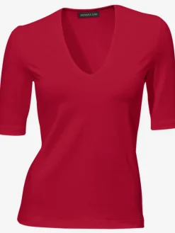 T-shirt à manches courtes manches mi-longues et encolure en v féminine