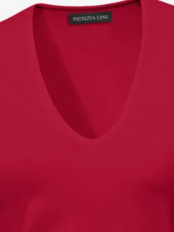 T-shirt à manches courtes manches mi-longues et encolure en v féminine