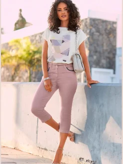 T-shirt à manches courtes mélange de matières tendance
