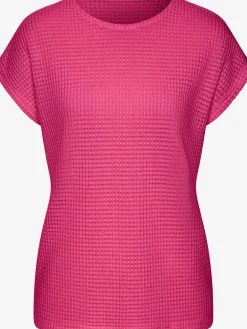 T-shirt à manches courtes matière gaufrée légèrement transparente