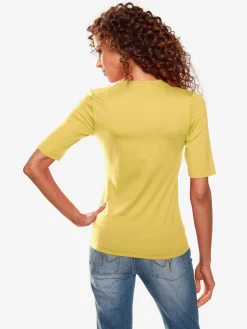 T-shirt à manches courtes manches mi-longues et encolure en v féminine