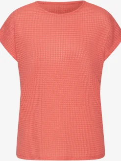 T-shirt à manches courtes matière gaufrée légèrement transparente
