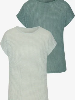 T-shirt à manches courtes matière gaufrée légèrement transparente