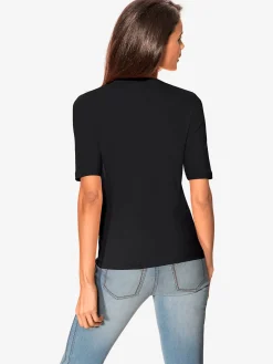 T-shirt à manches courtes manches mi-longues et encolure en v féminine