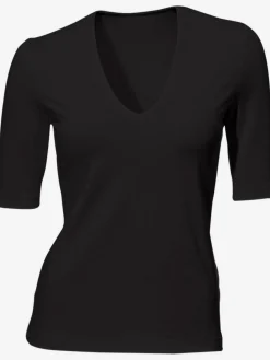 T-shirt à manches courtes manches mi-longues et encolure en v féminine