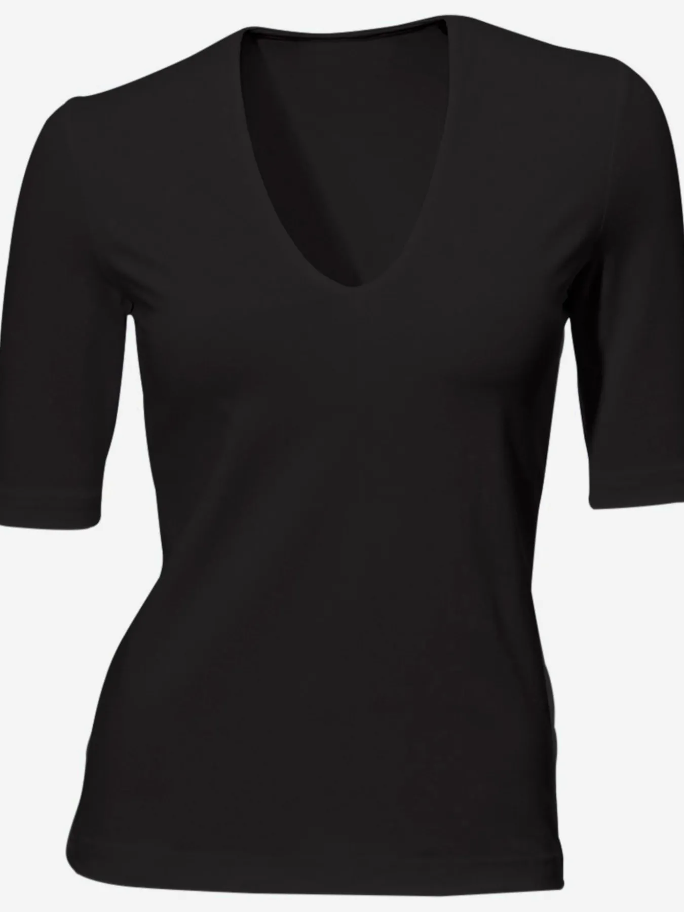 T-shirt à manches courtes manches mi-longues et encolure en v féminine
