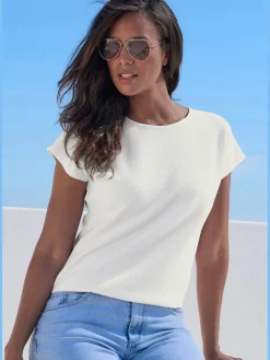 T-shirt à manches courtes motif jacquard discret
