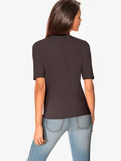 T-shirt à manches courtes manches mi-longues et encolure en v féminine
