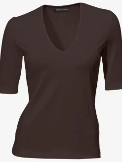 T-shirt à manches courtes manches mi-longues et encolure en v féminine