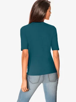 T-shirt à manches courtes manches mi-longues et encolure en v féminine