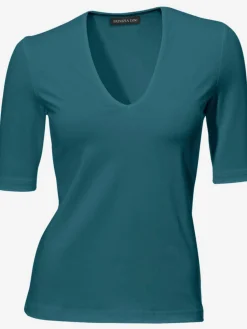 T-shirt à manches courtes manches mi-longues et encolure en v féminine