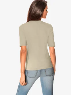 T-shirt à manches courtes manches mi-longues et encolure en v féminine