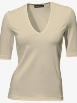 T-shirt à manches courtes manches mi-longues et encolure en v féminine