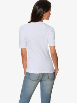 T-shirt à manches courtes manches mi-longues et encolure en v féminine