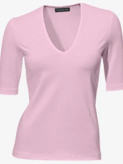T-shirt à manches courtes manches mi-longues et encolure en v féminine