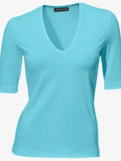 T-shirt à manches courtes manches mi-longues et encolure en v féminine