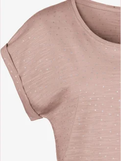 T-shirt à manches courtes petits pois pailletés couleur argent