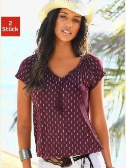 T-shirt à manches courtes plis et houppe à nouer