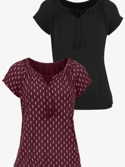 T-shirt à manches courtes plis et houppe à nouer
