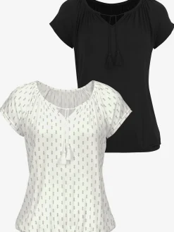 T-shirt à manches courtes plis et houppe à nouer