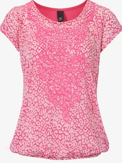 T-shirt à manches courtes qualité dévoré, imprimé effet ton sur ton