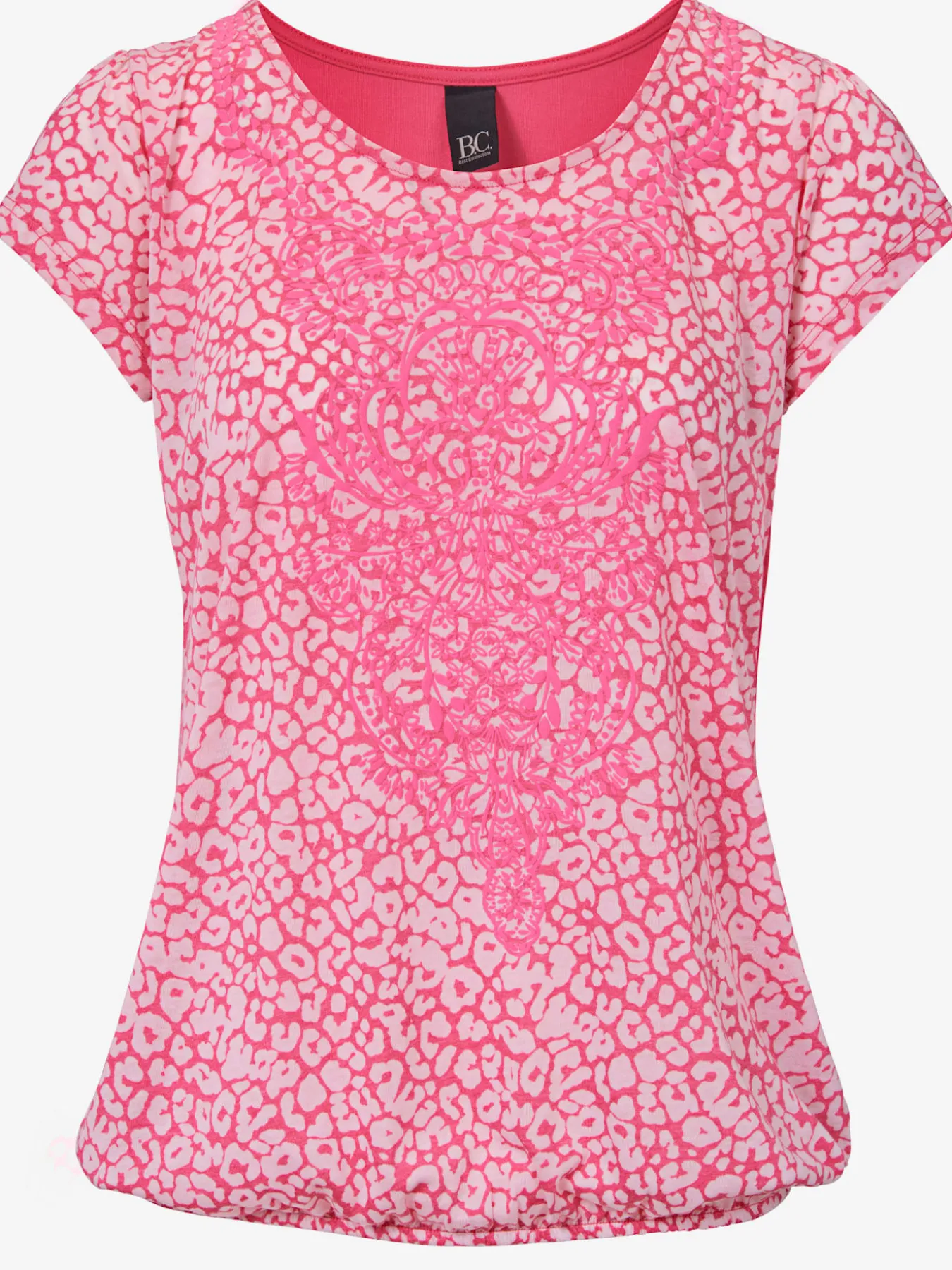 T-shirt à manches courtes qualité dévoré, imprimé effet ton sur ton