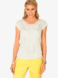 T-shirt à manches courtes qualité dévoré, imprimé effet ton sur ton